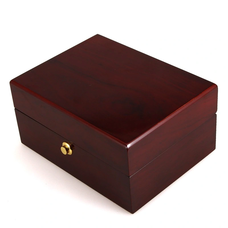 Luxury Brown Square Lacquer Wood Watch Box with Buckle Custom Logo Watch Packaging Box Printed Custom Watch Box Watch Packaging Lacquer Box