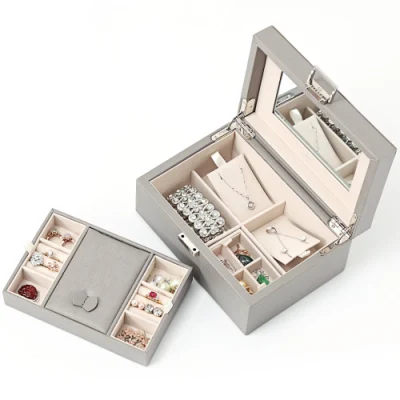 Caixa de coleção de joias de viagem de luxo na moda de alta qualidade com espelho